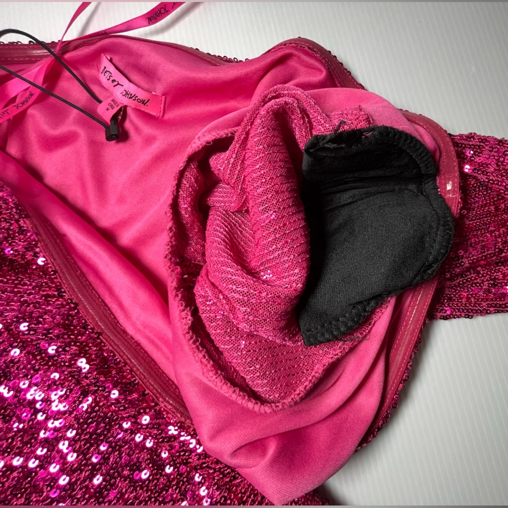 Betsey Johnson Fully Sequenced & Lined Asymmetrical Stretch Mini Dress - Picture 14 of 16